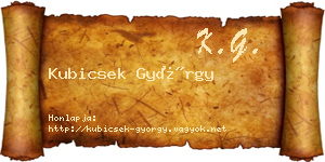 Kubicsek György névjegykártya